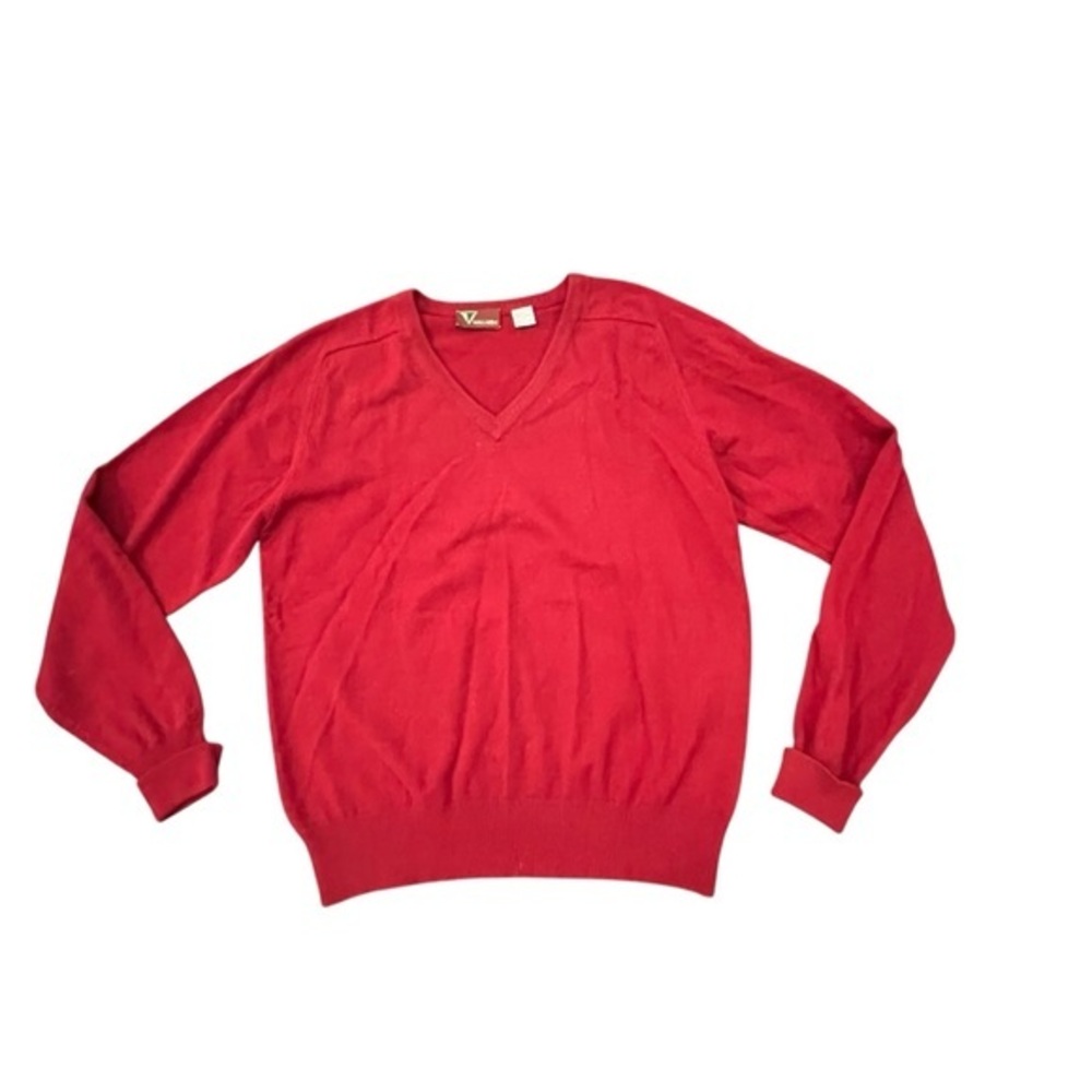 Vintage MALLARDS CHICAGO Mens Red Soft Cashmere‎ V-Neck Sweater Medium Executive
